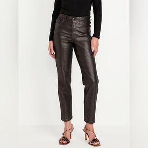 4 • Old Navy • High-Waisted Shine O.G. Straight Ankle Jeans in Black Shine